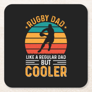 Rugby Dad Square Paper Coaster