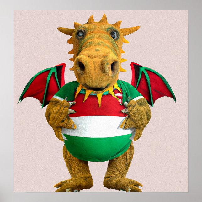 Rugby Dragon - Rugby Art Print (Front)