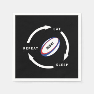 Rugby Eat Sleep Repeat Sports Fan Saying Napkin