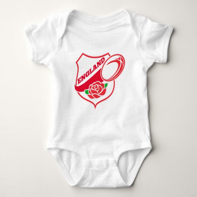Rugby England English Rose Ball Shield Baby Bodysuit (Front)