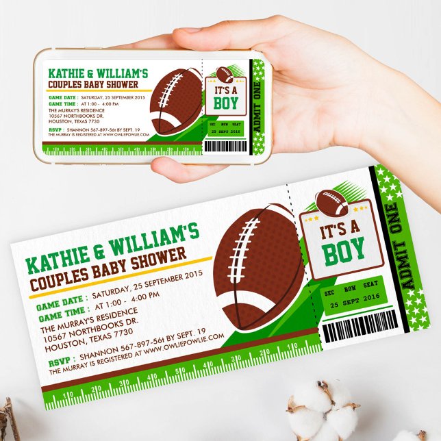 Rugby Football Couples Baby Shower Invitation (Creator Uploaded)
