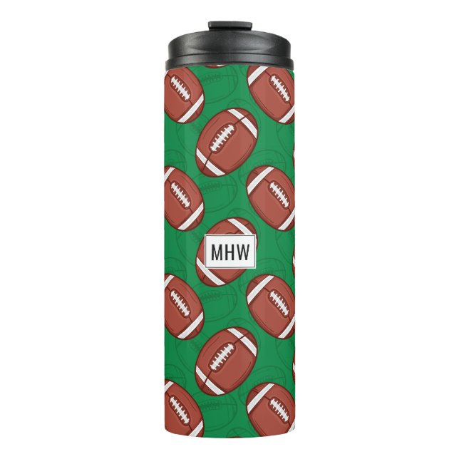 Rugby / Football Pattern custom monogram tumbler (Front)