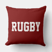 RUGBY Fun 70s Athletic White Text On Bold Deep Red