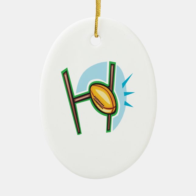 Rugby Goal Ceramic Tree Decoration (Front)