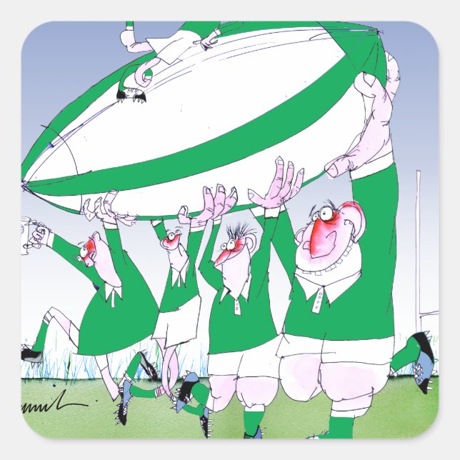 rugby irish cheers, tony fernandes square sticker (Front)