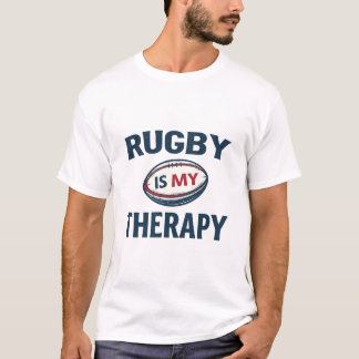 Rugby Is My Therapy – Minimalist Rugby Ball T-Shirt