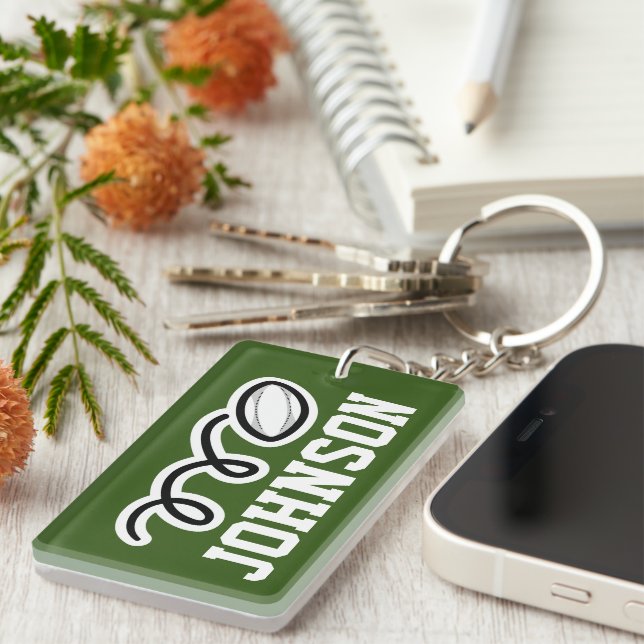 Rugby keychain custom sports fan gift (Front Right)