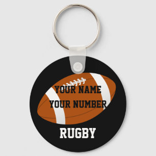 Rugby Keychain ID Tag YOUR NAME & Number