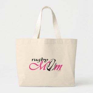 rugby mum (pink) large tote bag