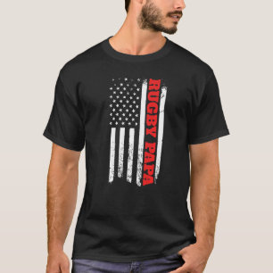 Rugby Papa American Flag Father's Day Men's T-Shirt