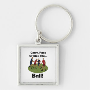Rugby Player Carry Pass Or Kick The Ball Party Key Ring