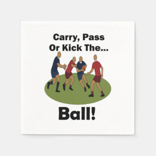 Rugby Player Carry Pass Or Kick The Ball Party Napkin
