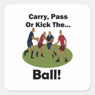 Rugby Player Carry Pass Or Kick The Ball Party Square Sticker