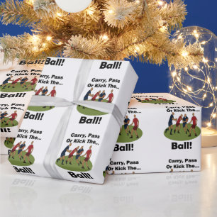 Rugby Player Carry Pass Or Kick The Ball Party Wrapping Paper