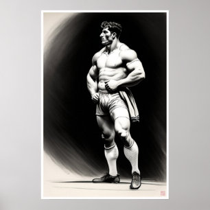 Rugby Player Drawing - Art Print