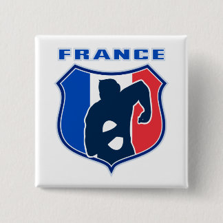 rugby player french france flag shield 15 cm square badge
