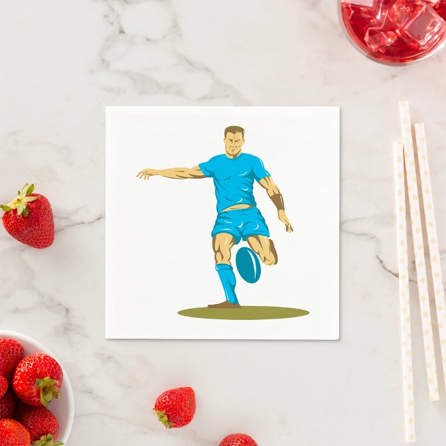 Rugby Player Kicking Ball Athletic Sports Napkin (Creator Uploaded)