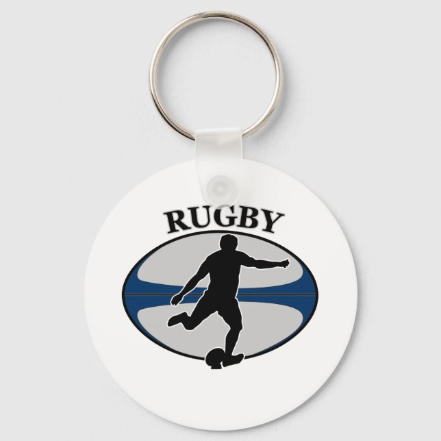 rugby player kicking ball key ring (Front)