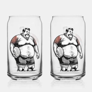 Rugby Player Printed 16oz Can Glasses
