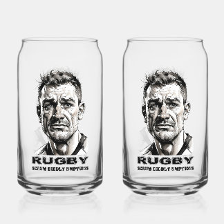Rugby Player Printed 16oz Can Glasses