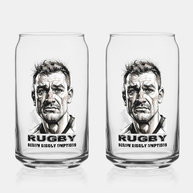Rugby Player Printed 16oz Can Glasses (Front)
