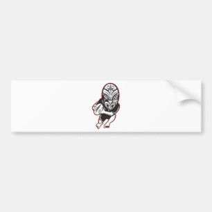 Rugby player running wearing Maori mask Bumper Sticker