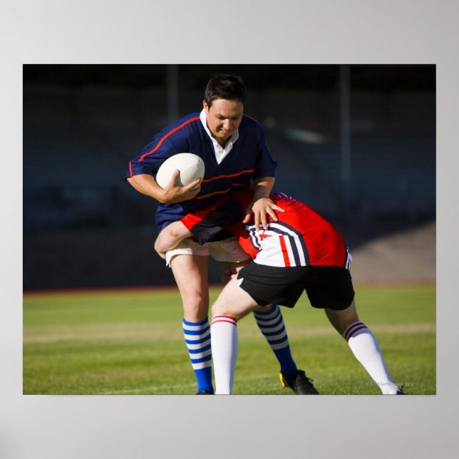 Rugby player tackling another poster (Front)