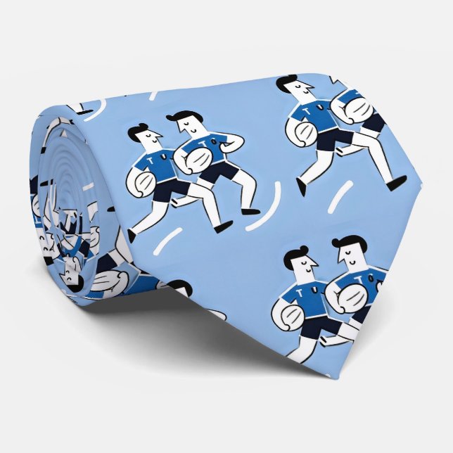 Rugby Players Design Neck Tie (Rolled)
