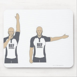 Rugby referee signalling penalty kick, free mouse pad