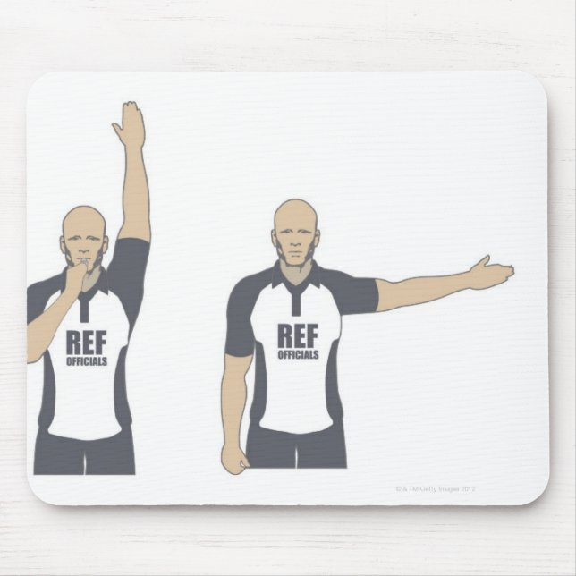 Rugby referee signalling penalty kick, free mouse pad (Front)