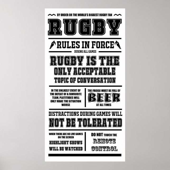 Rugby Rules In Force - Large Poster (Front)