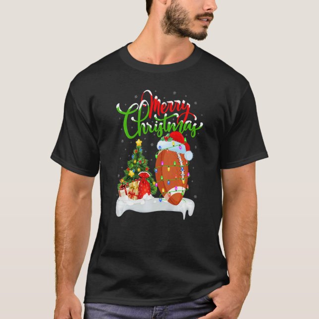Rugby Sports  Xmas Decorations Santa Rugby Christm T-Shirt (Front)