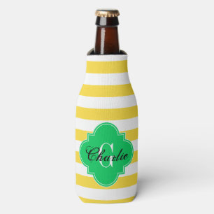 Rugby Stripe Emerald Green Bottle Cooler