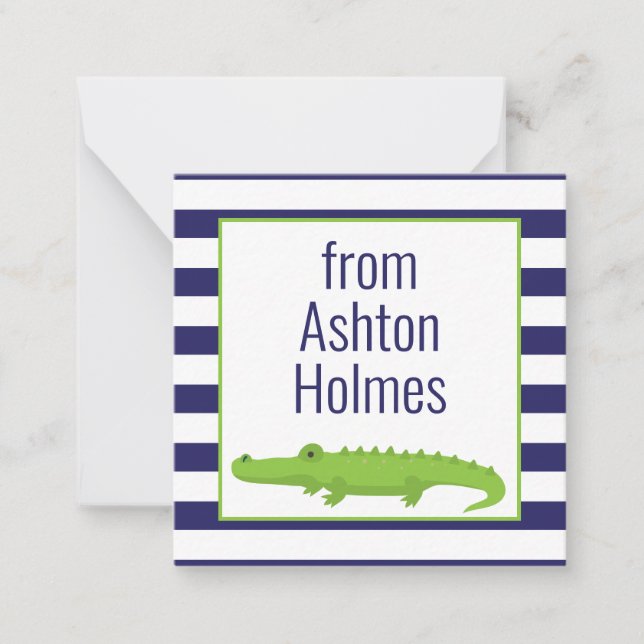 Rugby Stripes Alligator Gift Enclosure Cards (Front)