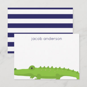 Rugby Stripes Alligator Personalised Note Cards