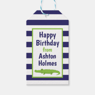 Rugby Stripes Alligator Personalized Gift Tags