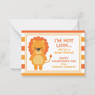 Rugby Stripes Lion Valentine's Classroom Cards