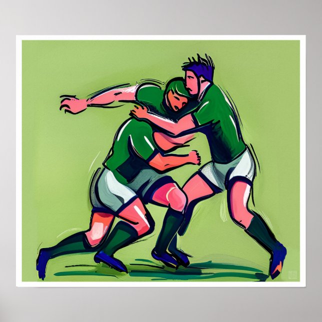 Rugby Tackle Art Print (Front)