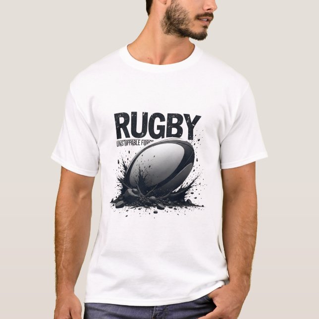 Rugby – Unstoppable Force Ink Style T-Shirt (Front)