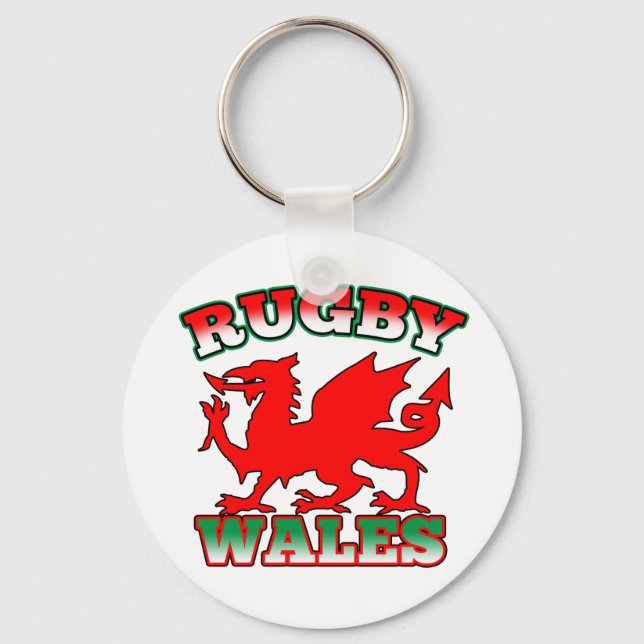 Rugby Wales Flag Dragon Key Ring (Front)