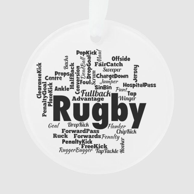 Rugby Word Cloud Ornament (Front)