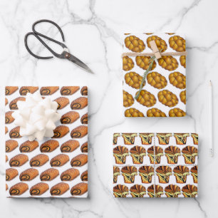 Rugelach Babka Challah Bread Jewish Bakery Foods Wrapping Paper Sheet