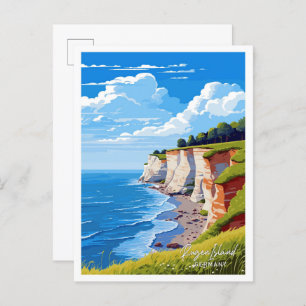 Rugen Island Germany Travel Vintage Illustration Postcard