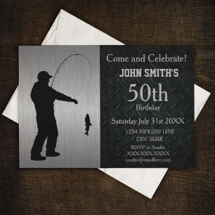 Rugged Adult Fishing Birthday Invitation