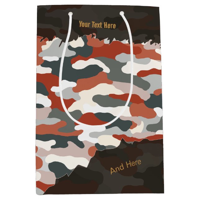 Rugged Autumn Camouflage Personalised Medium Gift Bag (Front)