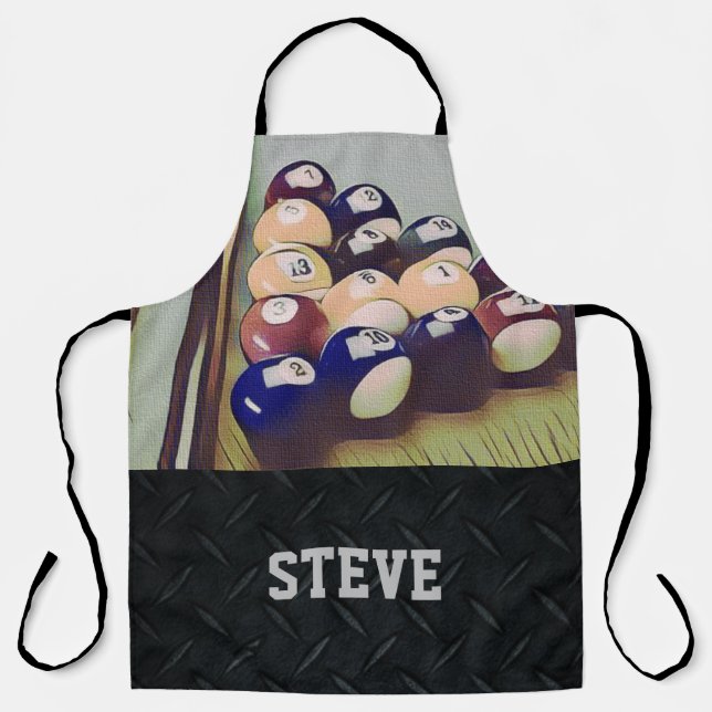 Rugged Billiards Name Cool Men's Sports Hobby Apron (Front)