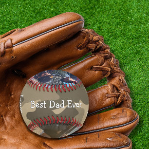 Rugged Camouflage 3 Photo Best Dad Ever Baseball