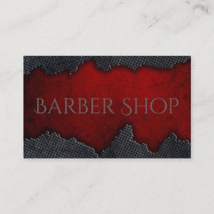 Rugged Card for Barber Shop Red and Steel Grey