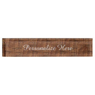 Rugged Chestnut Oak Wood Grain Look Nameplate
