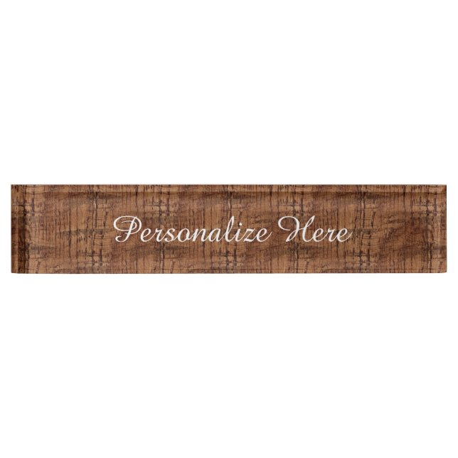 Rugged Chestnut Oak Wood Grain Look Nameplate (Front)